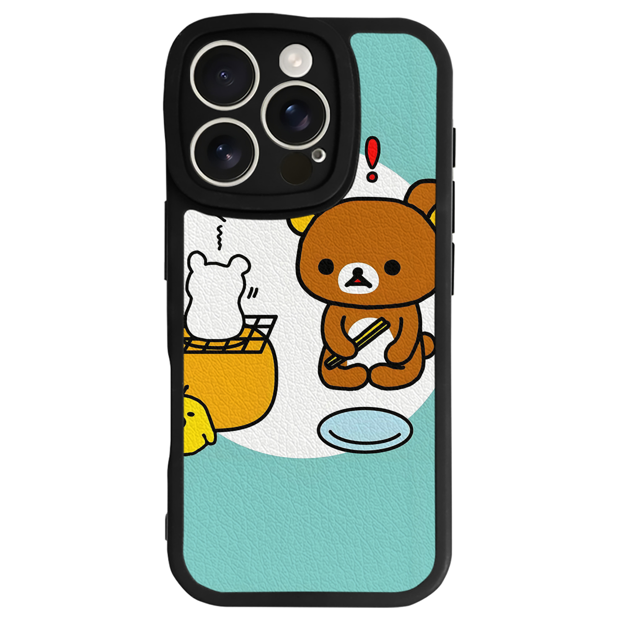 （画像用） リラックマ リラックマ キイロイトリ Rilakkuma Korilakkuma Kiiroitori 【iPhone 16シリーズ対応】シリコンスマホケース（レザー調） 材質：シリコン
